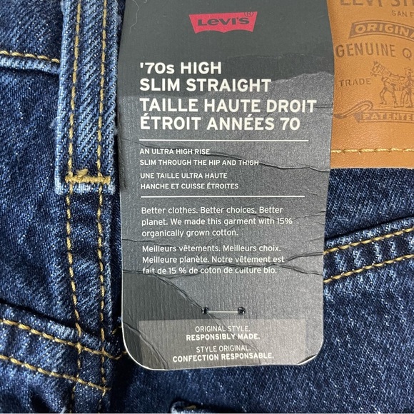 Levi’s 70’s High Rise Slim Straight Jeans Dark Wash - Picture 8 of 12